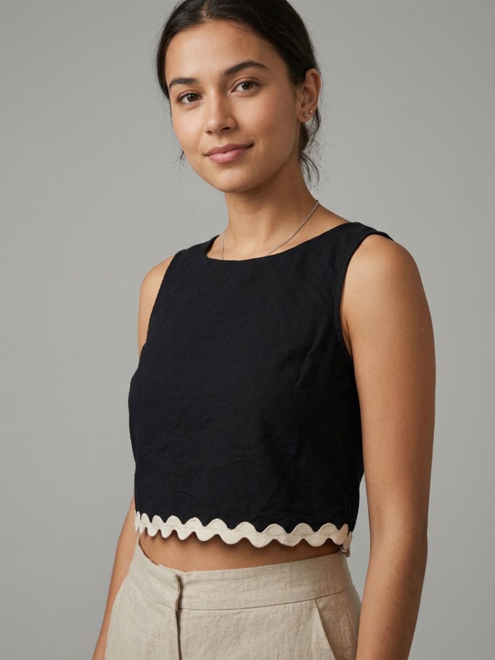 Midnight Sky Scallop Hem Crop Top